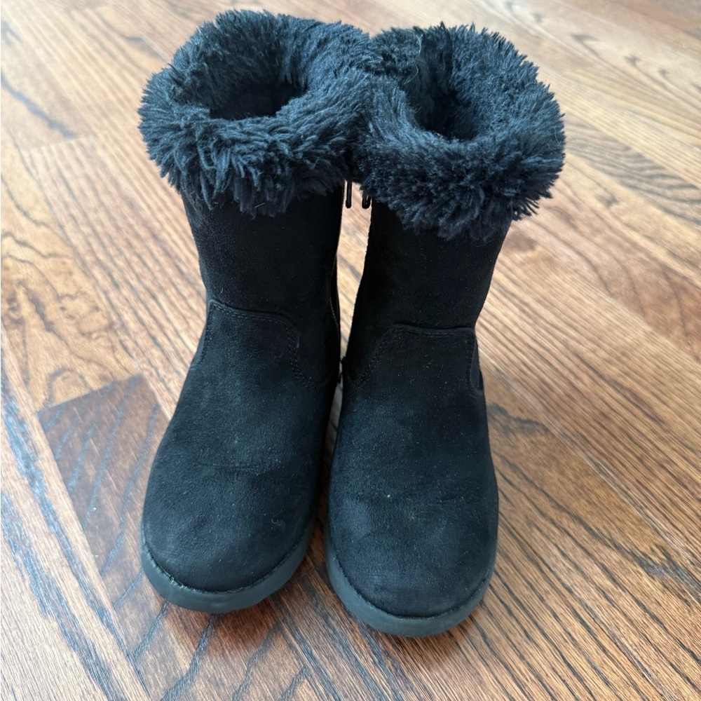 Cat & Jack Black Cozy Mid-Calf Girl Fall Boots - Size 9t